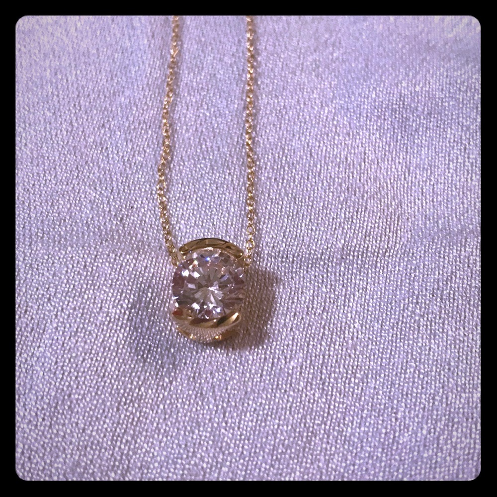 Gold and simulated diamond necklace